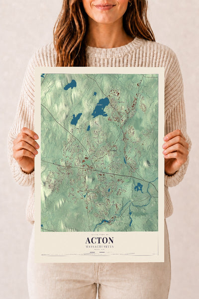 Acton, Massachusetts map print - 12 x 18 archival matte print