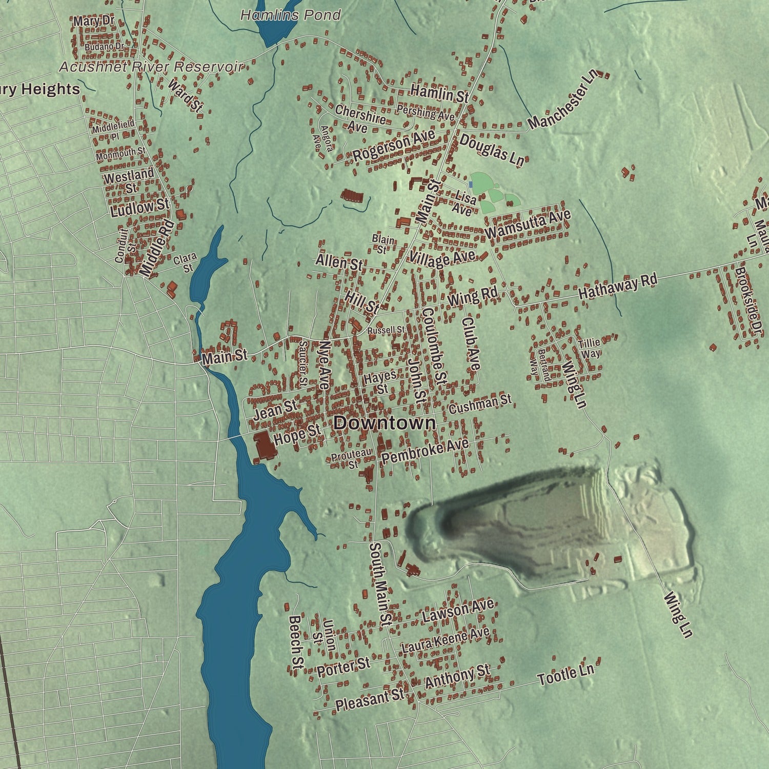 Street and neighborhood detail from the Acushnet, Massachusetts map