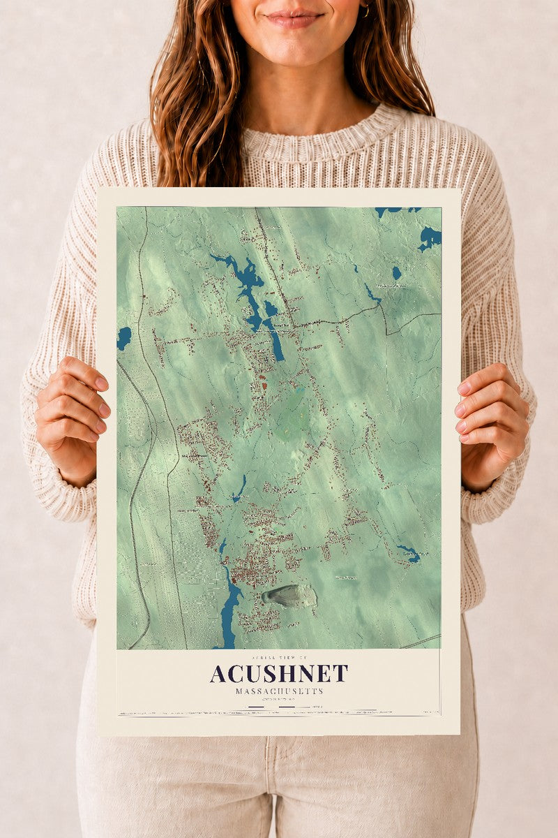 Acushnet, Massachusetts map print - 12 x 18 archival matte print
