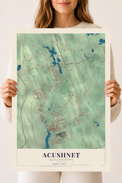 Acushnet, Massachusetts map print - 18 x 24 archival matte print