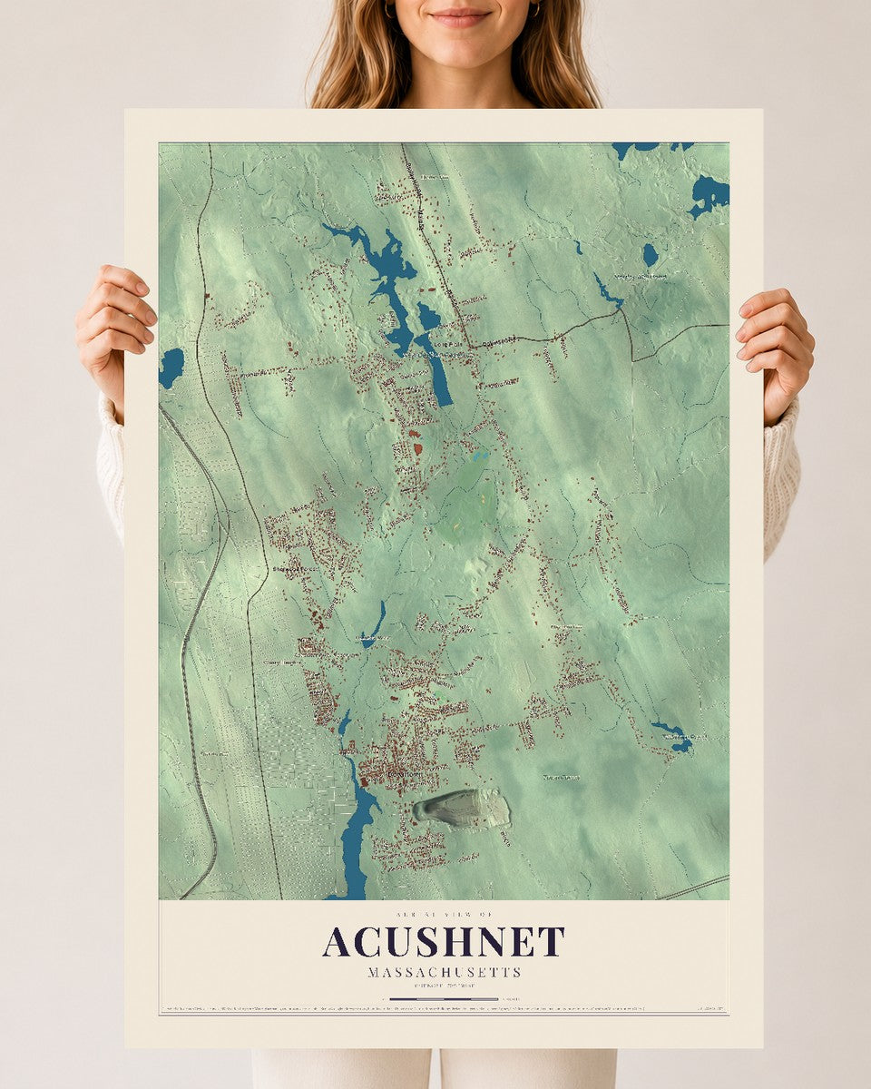 Acushnet, Massachusetts map print - 24 x 36 archival matte print