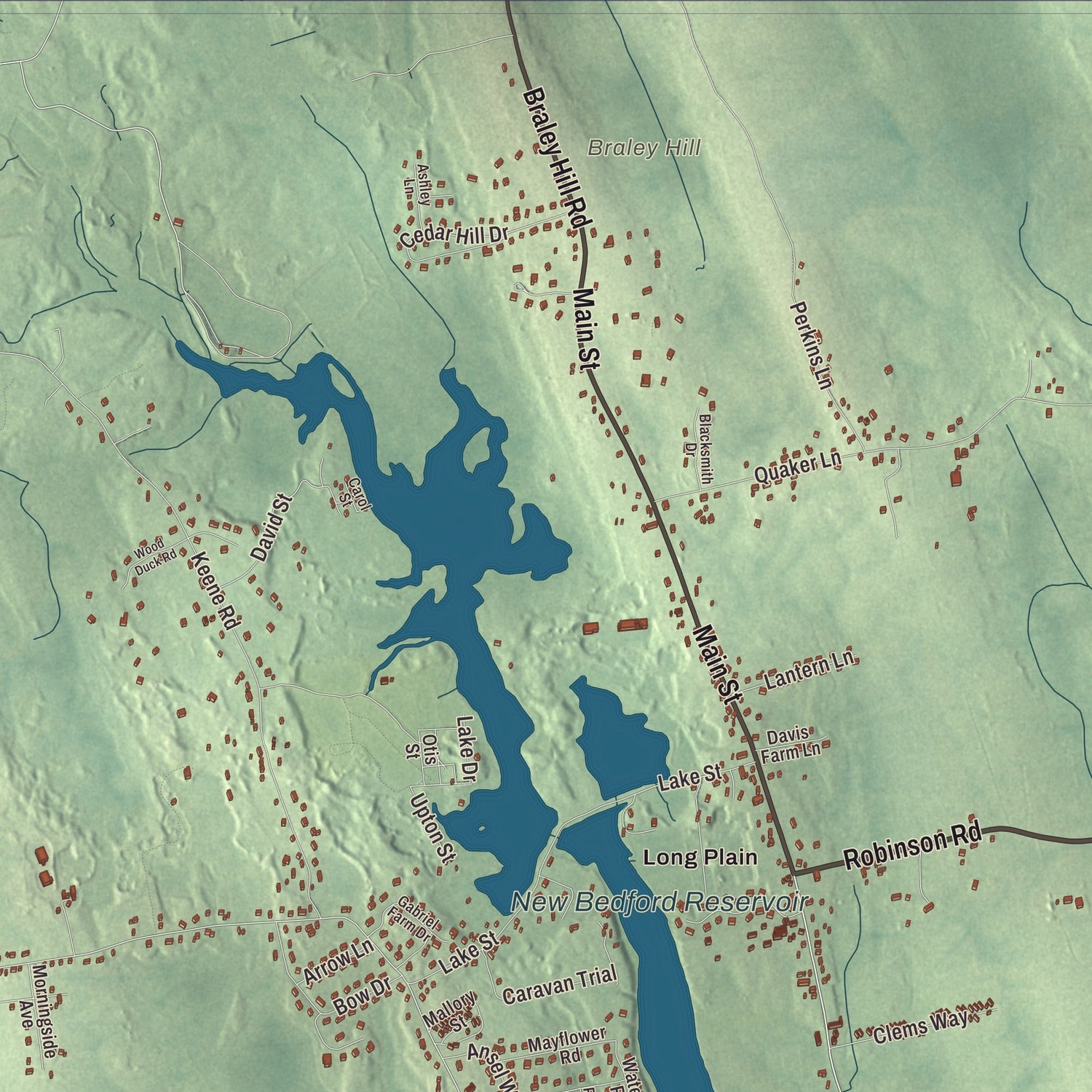 Terrain and local geography detail from the Acushnet, Massachusetts map