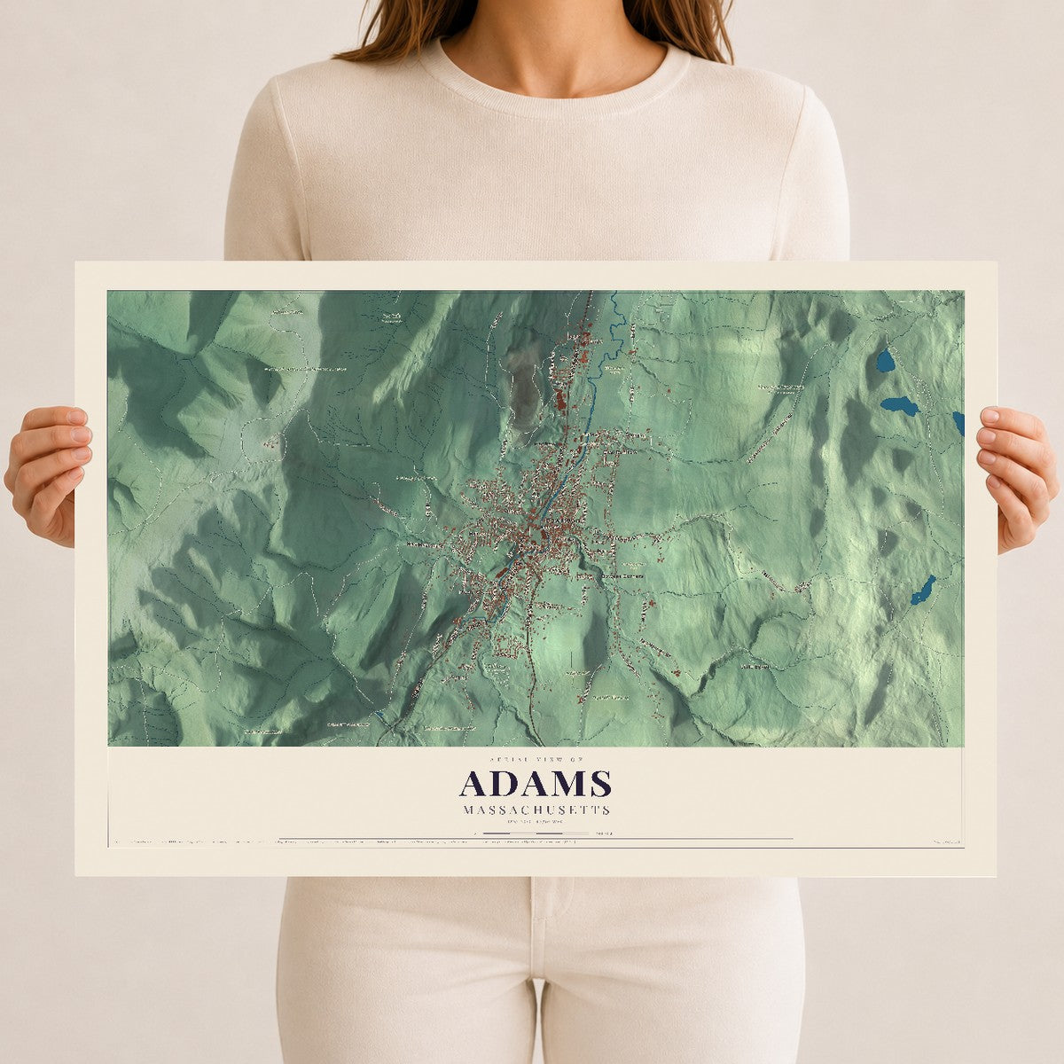 Adams, Massachusetts map print - 12 x 18 archival matte print