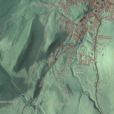 Terrain and local geography detail from the Adams, Massachusetts map