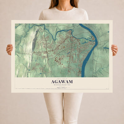 Agawam, Massachusetts map print - 24 x 36 archival matte print