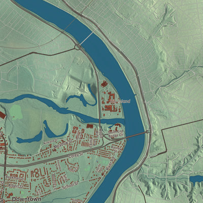 Terrain and local geography detail from the Agawam, Massachusetts map