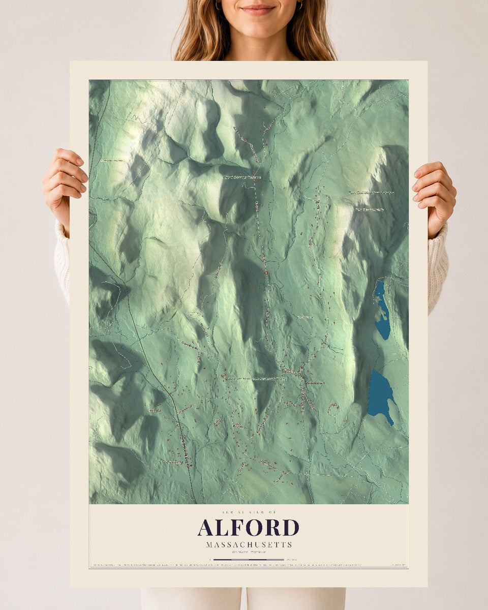Map of Alford, Massachusetts, 24 x 36 inch unframed archival matte print