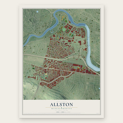 Allston, Massachusetts map print, the full design