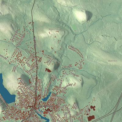 Terrain and local geography detail from the Amesbury, Massachusetts map