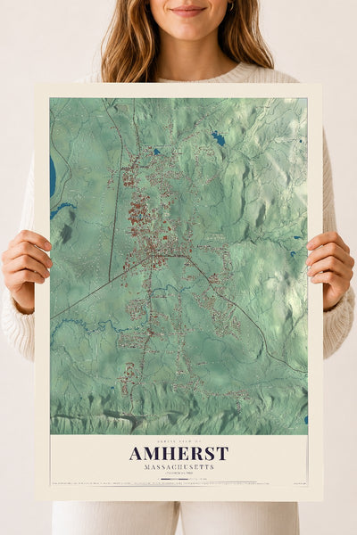 Amherst, Massachusetts map print - 18 x 24 archival matte print