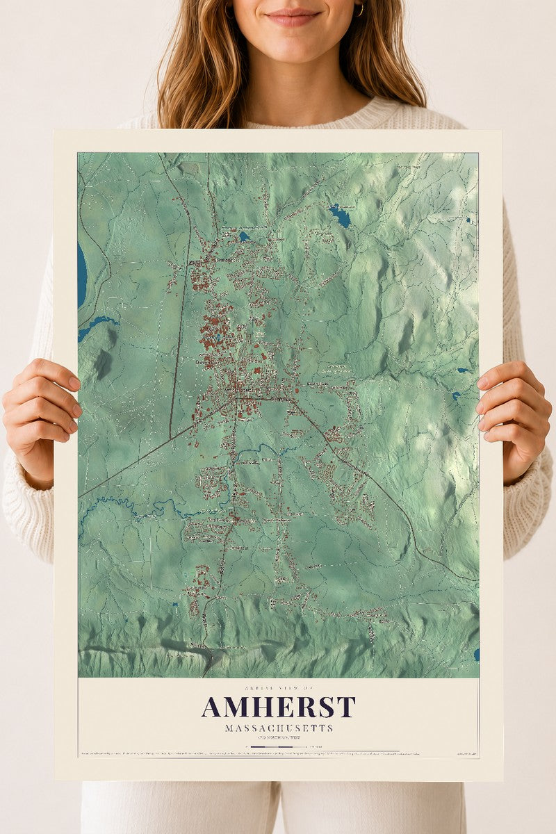 Amherst, Massachusetts map print - 18 x 24 archival matte print