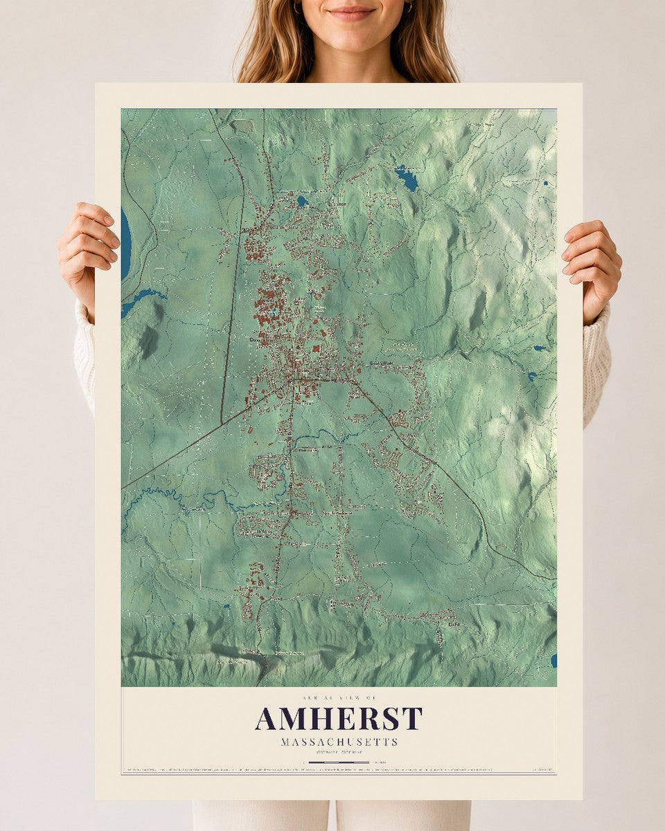 Amherst, Massachusetts map print - 24 x 36 archival matte print