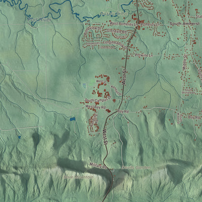 Terrain and local geography detail from the Amherst, Massachusetts map