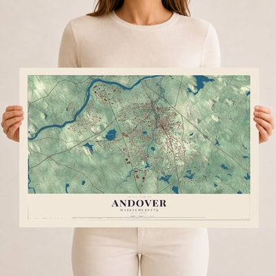 Andover, Massachusetts map print - 12 x 18 archival matte print
