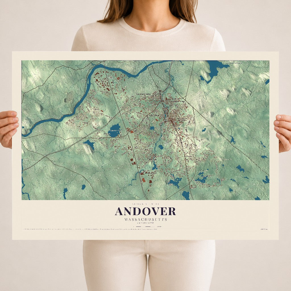 Andover, Massachusetts map print - 18 x 24 archival matte print