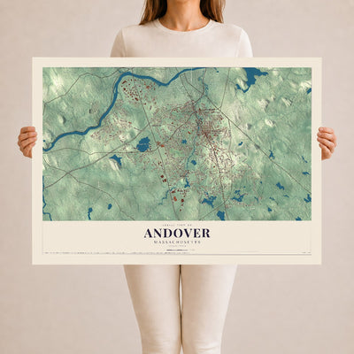 Andover, Massachusetts map print - 24 x 36 archival matte print