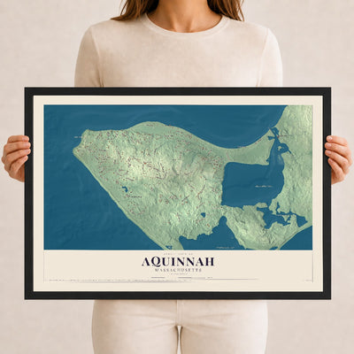 Aquinnah, Massachusetts map print - 12 x 18 black Ayous wood frame