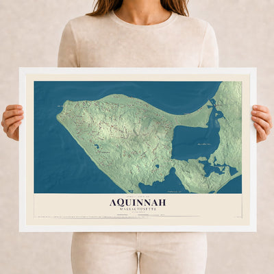 Aquinnah, Massachusetts map print - 12 x 18 white Ayous wood frame