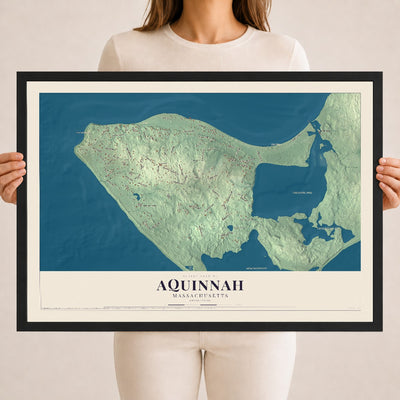 Aquinnah, Massachusetts map print - 18 x 24 black Ayous wood frame