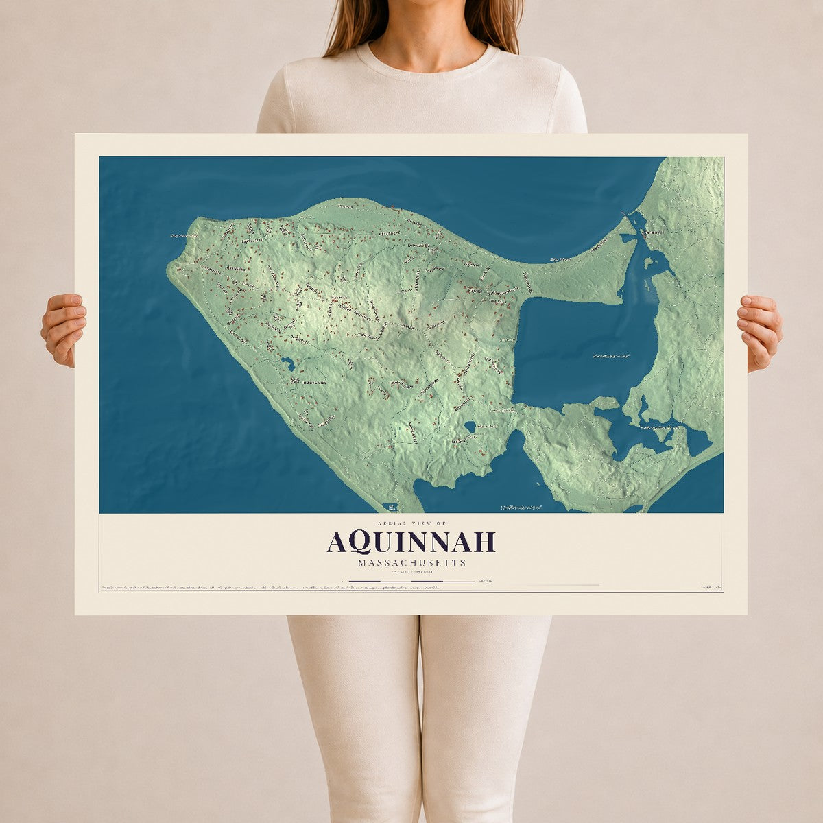 Aquinnah, Massachusetts map print - 24 x 36 archival matte print