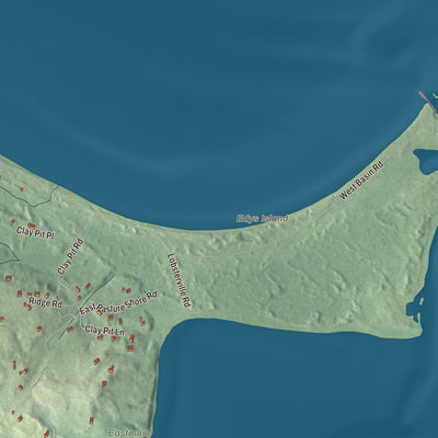 Terrain and local geography detail from the Aquinnah, Massachusetts map