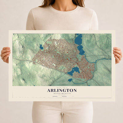 Arlington, Massachusetts map print - 12 x 18 archival matte print