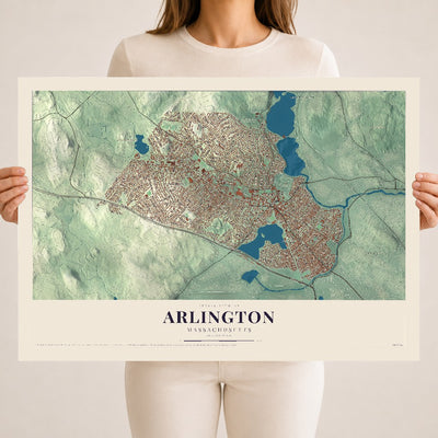 Arlington, Massachusetts map print - 18 x 24 archival matte print