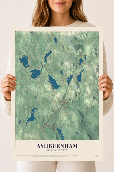 Ashburnham, Massachusetts map print - 18 x 24 archival matte print