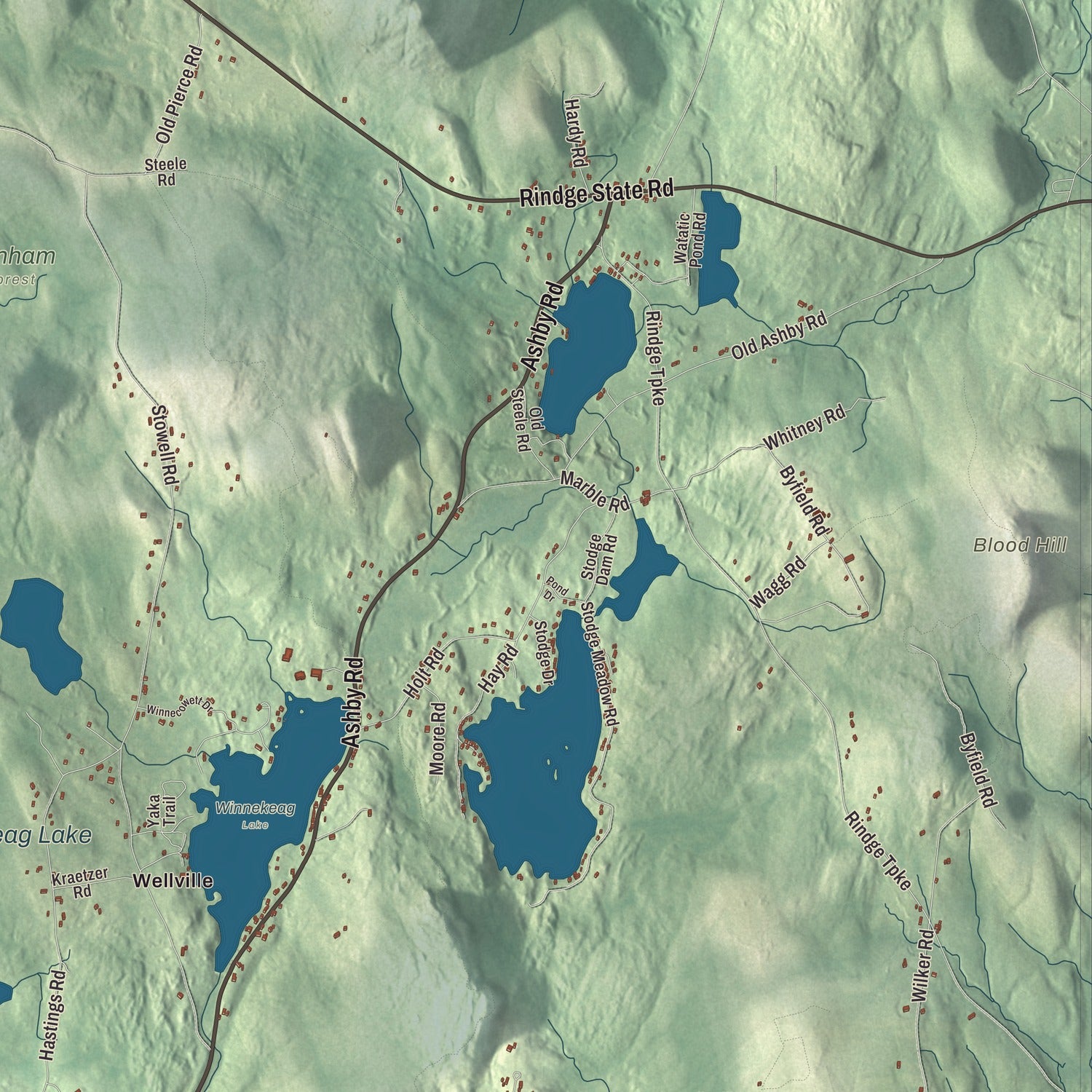 Terrain and local geography detail from the Ashburnham, Massachusetts map