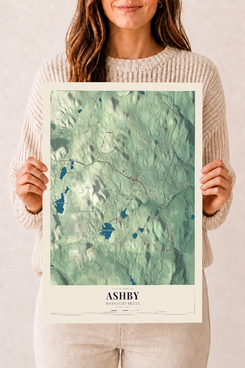 Ashby, Massachusetts map print - 12 x 18 archival matte print