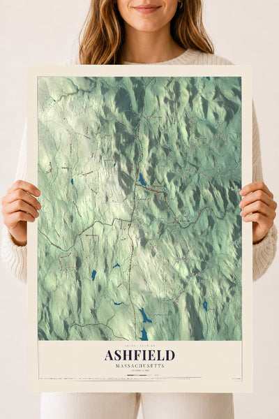 Ashfield, Massachusetts map print - 18 x 24 archival matte print