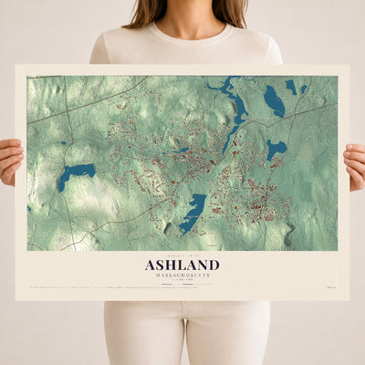Ashland, Massachusetts map print - 18 x 24 archival matte print
