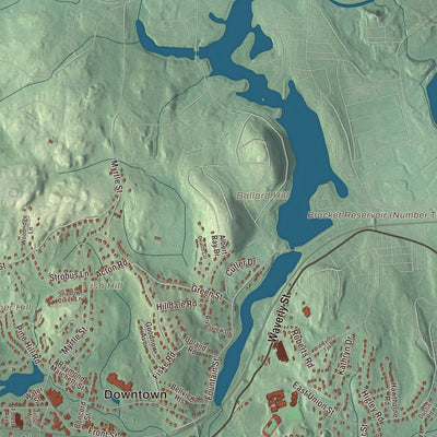 Terrain and local geography detail from the Ashland, Massachusetts map