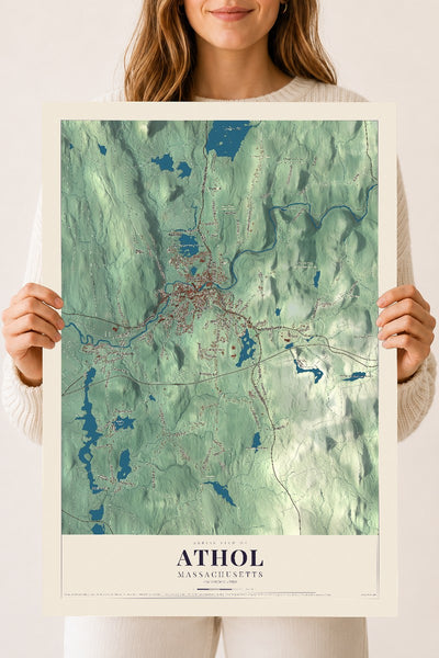 Athol, Massachusetts map print - 18 x 24 archival matte print