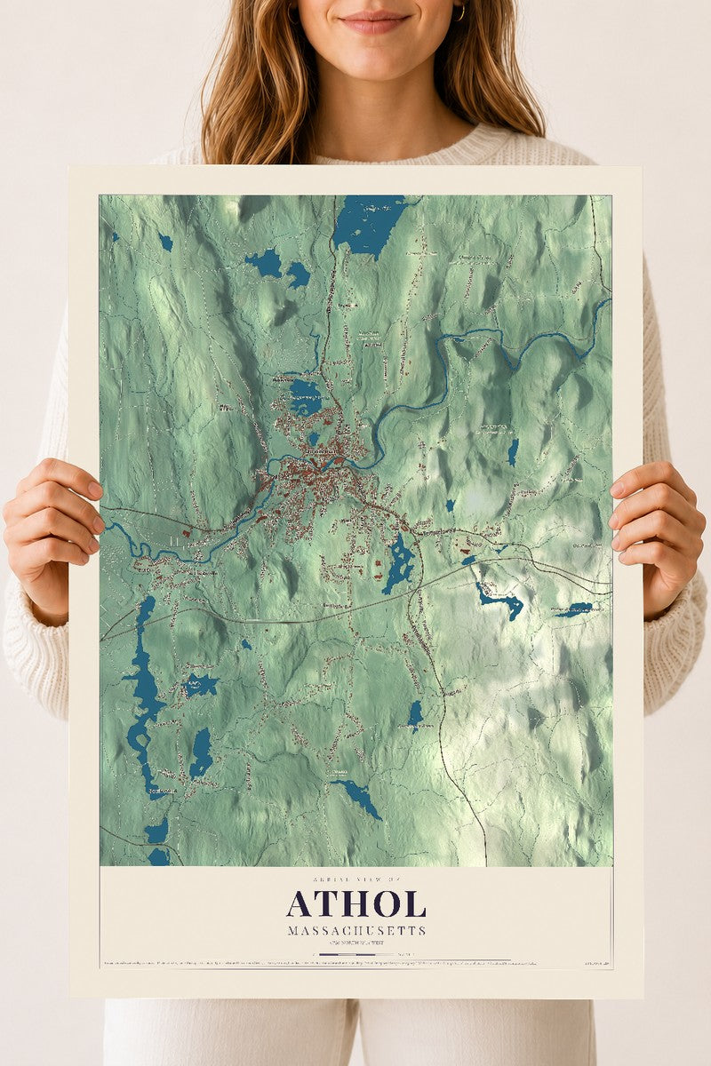 Athol, Massachusetts map print - 18 x 24 archival matte print