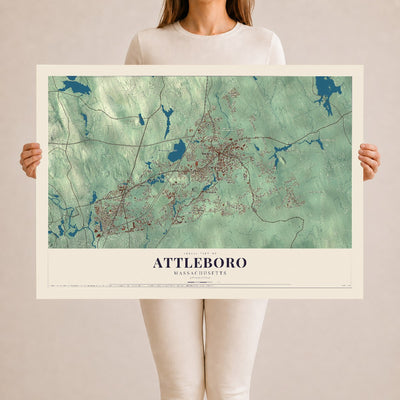 Attleboro, Massachusetts map print - 24 x 36 archival matte print