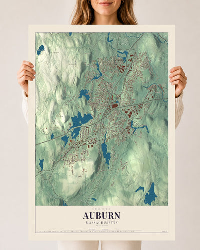 Auburn, Massachusetts map print - 24 x 36 archival matte print