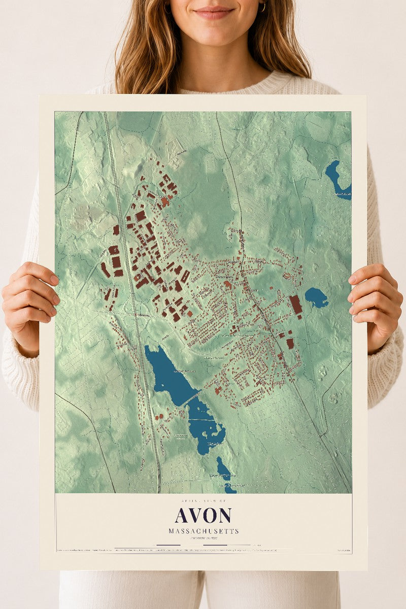 Avon, Massachusetts map print - 18 x 24 archival matte print