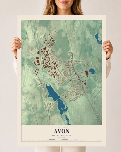 Avon, Massachusetts map print - 24 x 36 archival matte print