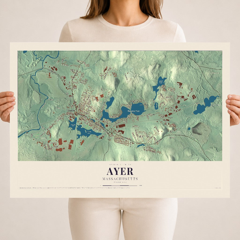 Ayer, Massachusetts map print - 18 x 24 archival matte print