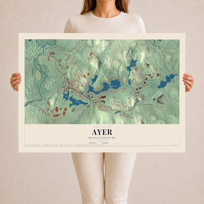 Ayer, Massachusetts map print - 24 x 36 archival matte print