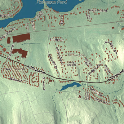 Terrain and local geography detail from the Ayer, Massachusetts map