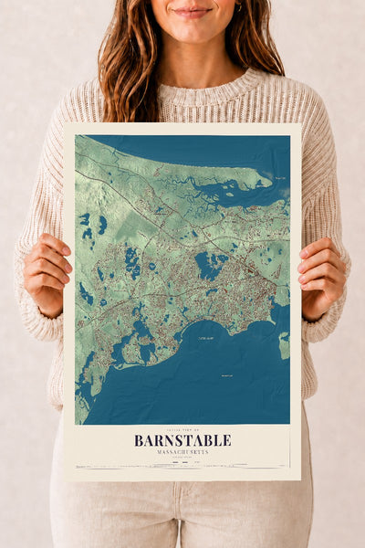 Barnstable, Massachusetts map print - 12 x 18 archival matte print