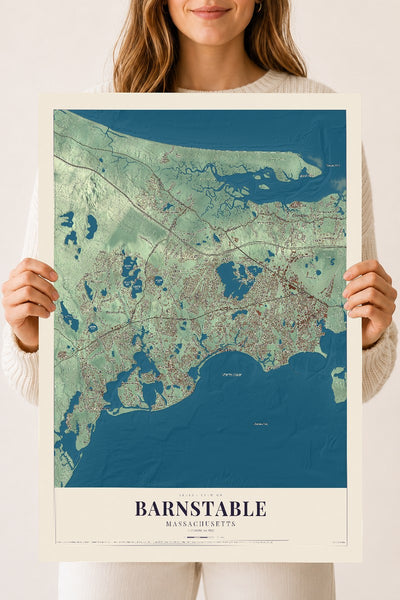 Barnstable, Massachusetts map print - 18 x 24 archival matte print