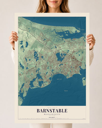 Barnstable, Massachusetts map print - 24 x 36 archival matte print