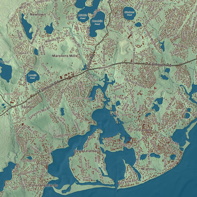 Terrain and local geography detail from the Barnstable, Massachusetts map