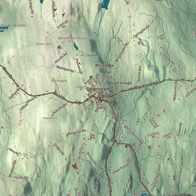 Street and neighborhood detail from the Barre, Massachusetts map