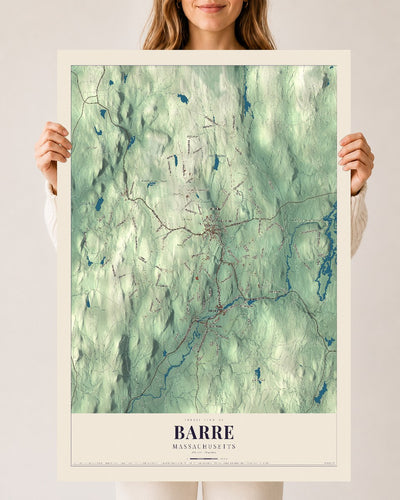 Barre, Massachusetts map print - 24 x 36 archival matte print