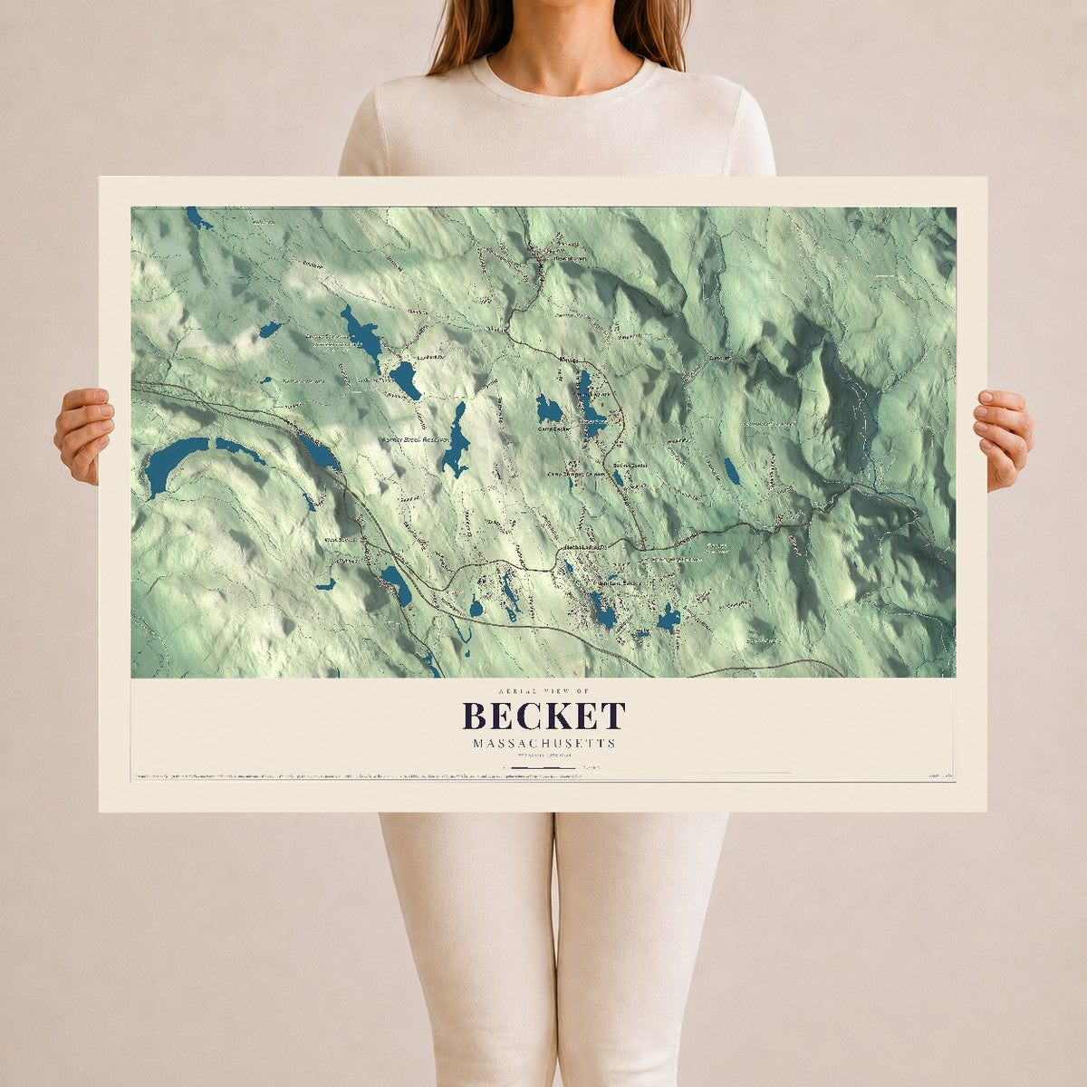 Becket, Massachusetts map print - 24 x 36 archival matte print