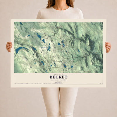 Becket, Massachusetts map print - 24 x 36 archival matte print